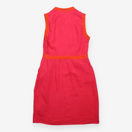 Pink Linen Sleeveless Split Neck Tunic Dress Orang
