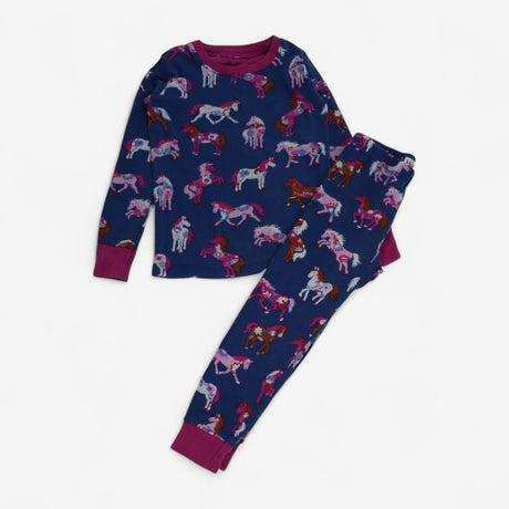 Pyjamas Top & Bottoms Navy & Pink with Horses 