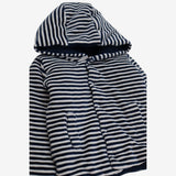 Blue and White Stripe Velour Cardigan