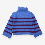 Blue Burgundy Striped Alpaca Wool Roll-Neck Jumper