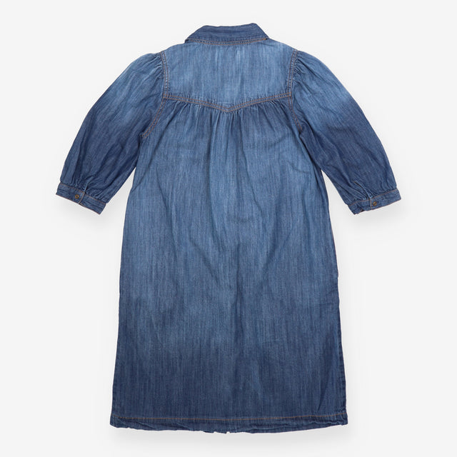 FatFace Blue Denim Puff 3/4 Sleeve Yoke Shirt Midi