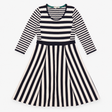Dress Navy Blue Cream Stripe Knitted Scoop Neck