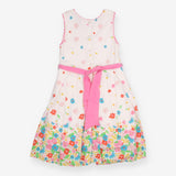 Dress Sleeveless White Colourful Flowers