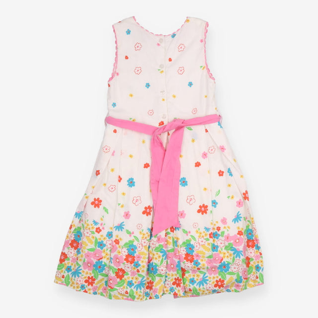 Dress Sleeveless White Colourful Flowers