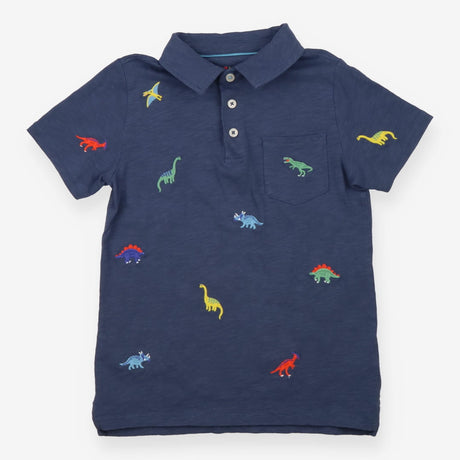 Blue t-shirt with applique dinosaurs