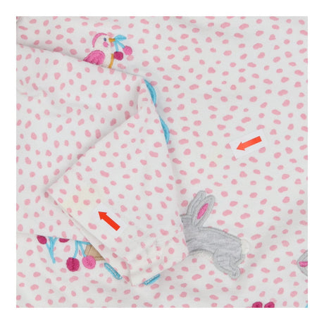T-shirt Long Sleeve White with Pink Spots Bunnies 