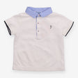 Polo Shirt White with Blue Collar