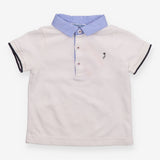 Polo Shirt White with Blue Collar