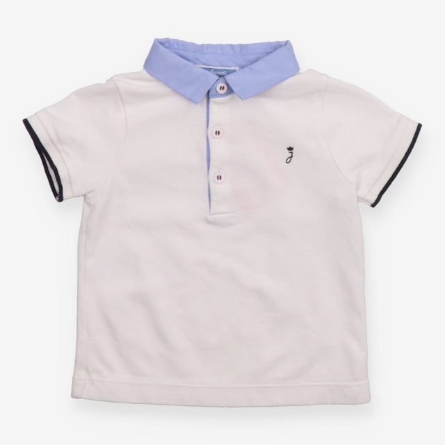 Polo Shirt White with Blue Collar