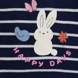 Sweater jersey navy stripe Happy Days white bunny