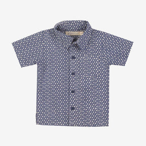 Summer Woven Shirt Blue Block Print