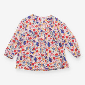 Tee smock buttons LS flowers