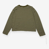 Long‑Sleeve Boxy T‑Shirt, Green & White Stripe