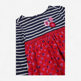 Dress Navy Striped with Cord Floral Skirt