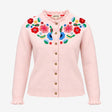 Cardigan Pink Floral Embroidered Long Sleeve Crew 