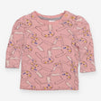 Tee LS pink rabbit heads