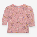 Tee LS pink rabbit heads