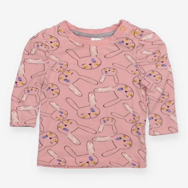 Tee LS pink rabbit heads