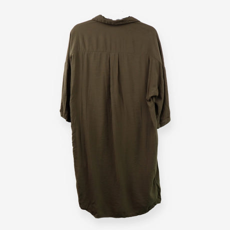 Shirt Dress Green Button‑Down Midi