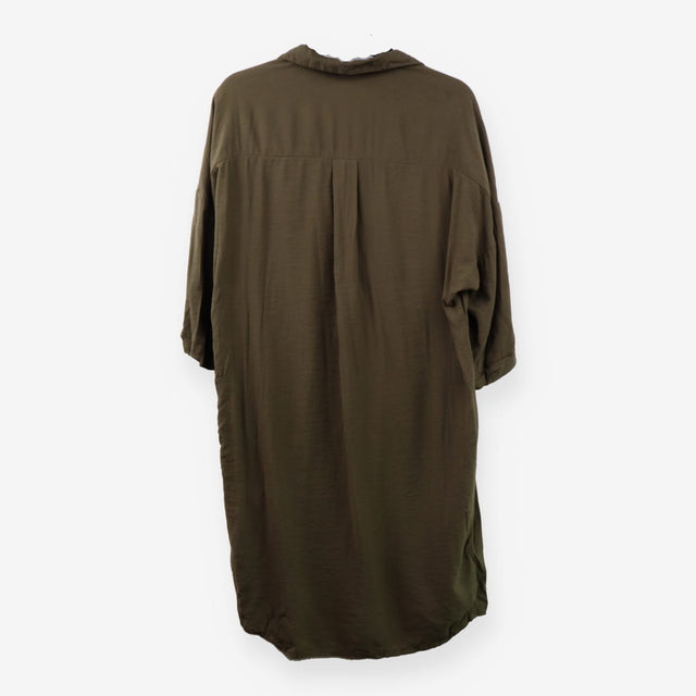 Shirt Dress Green Button‑Down Midi