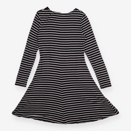 Maternity Dress Black White Stripe Long Sleeve