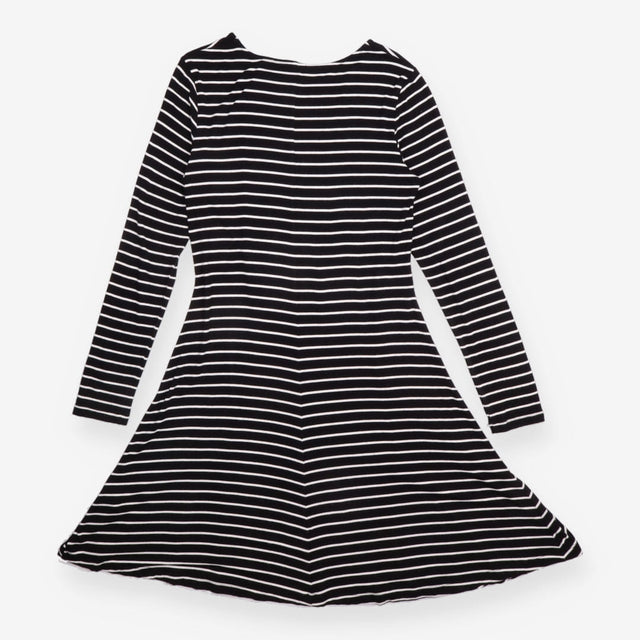Maternity Dress Black White Stripe Long Sleeve