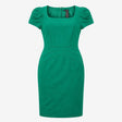 Emerald Green Square Neck Ruched Waist Puff Sleeve