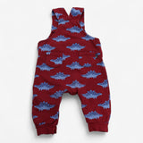 Dungarees jersey red blue dinosaurs