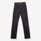 Straight Jeans Washed Black High Rise Slim Fit