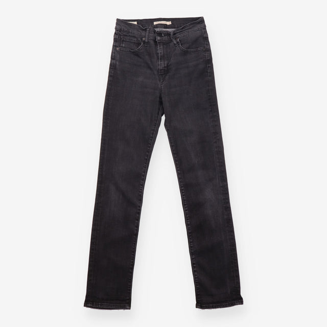 Straight Jeans Washed Black High Rise Slim Fit