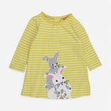 Dress SS Yellow Striped Bunnies
