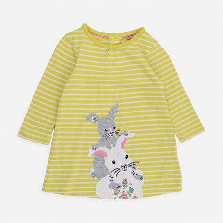 Dress SS Yellow Striped Bunnies