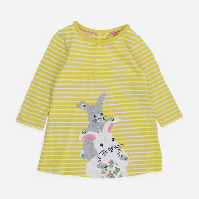 Dress SS Yellow Striped Bunnies