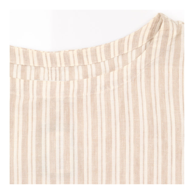 Linen Top Natural Beige White Stripe Relaxed Short