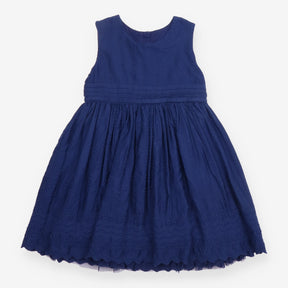 Navy Dress with Lace Underskirt