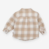 Beige tartan shacket fleece lined