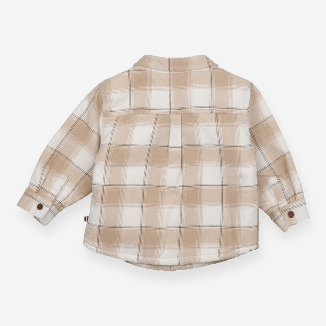 Beige tartan shacket fleece lined