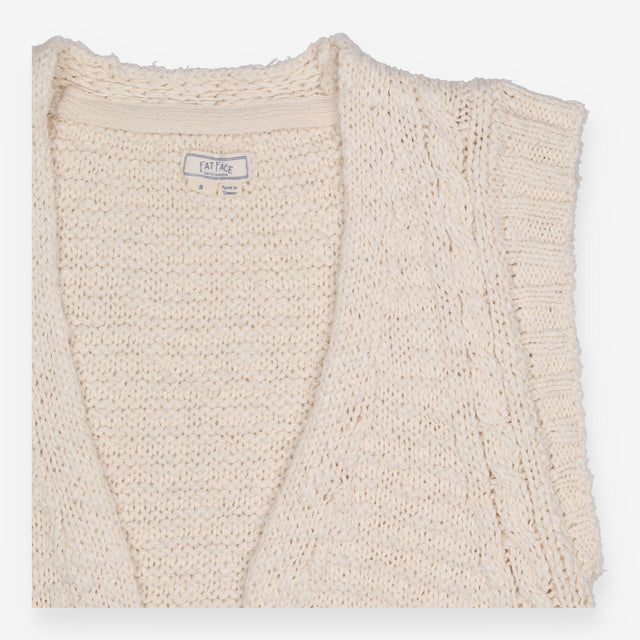 Ivory Chunky Knit Open Front Vest