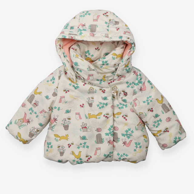 White coat detachable hood garden animals