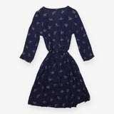 Dress V-Neck Floral Print Navy