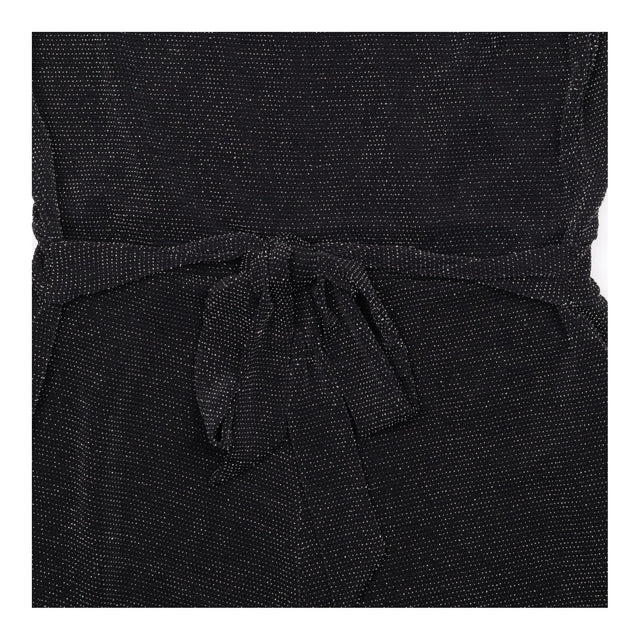 Wide Leg Jumpsuit in Black with Metallic Sparkle