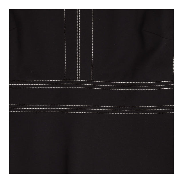 Midi Dress Black Crepe Knit Tailored Topstitch