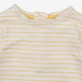 T-shirt white with yellow double stripe