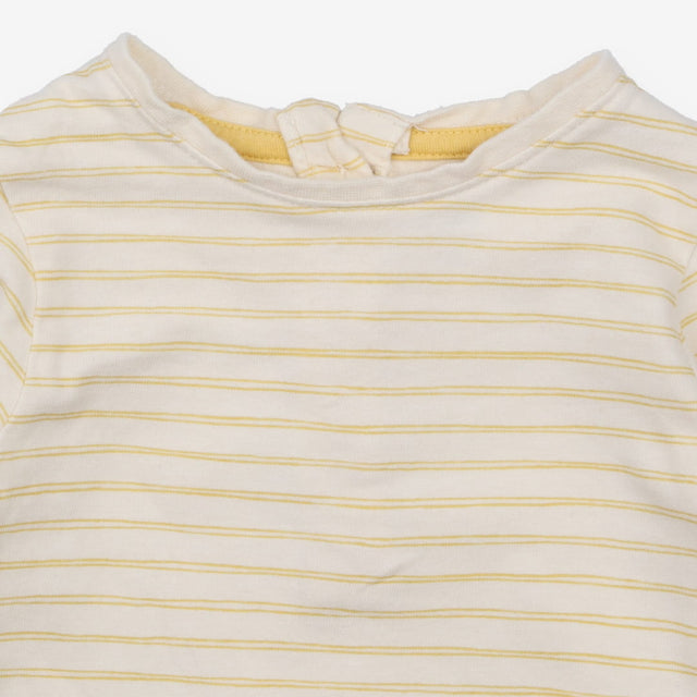 T-shirt white with yellow double stripe