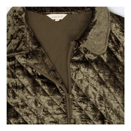 Crushed Velvet Quilted Jacket Bronze Brown
