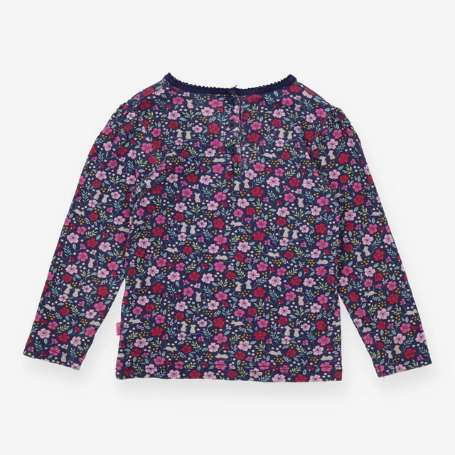 T-shirt long sleeve navy floral mouse