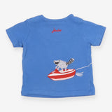 Blue skiing giraffe