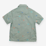 Shirt Green Embroided Dinosaurs
