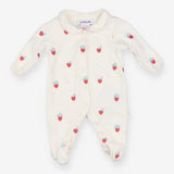 White Collared Strawberry Sleepsuit
