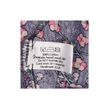 Midi Dress Navy Pink Floral Cotton Puff Sleeve